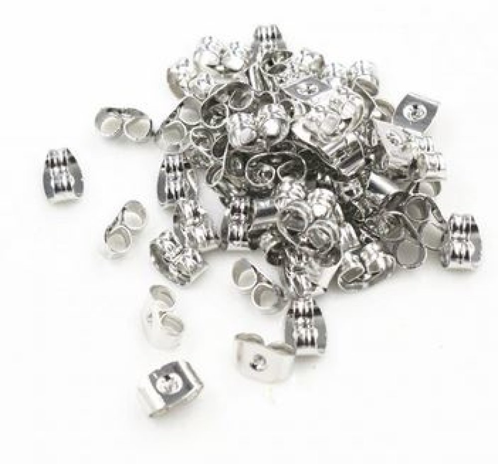 10 Earring Pusher Aged Silver
