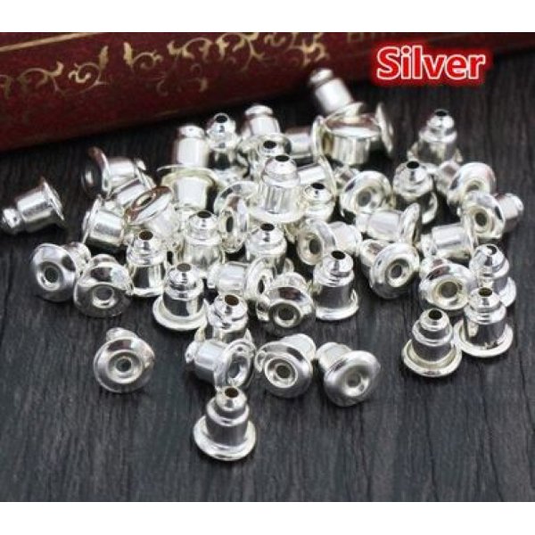 10 Earring pushers silver plated