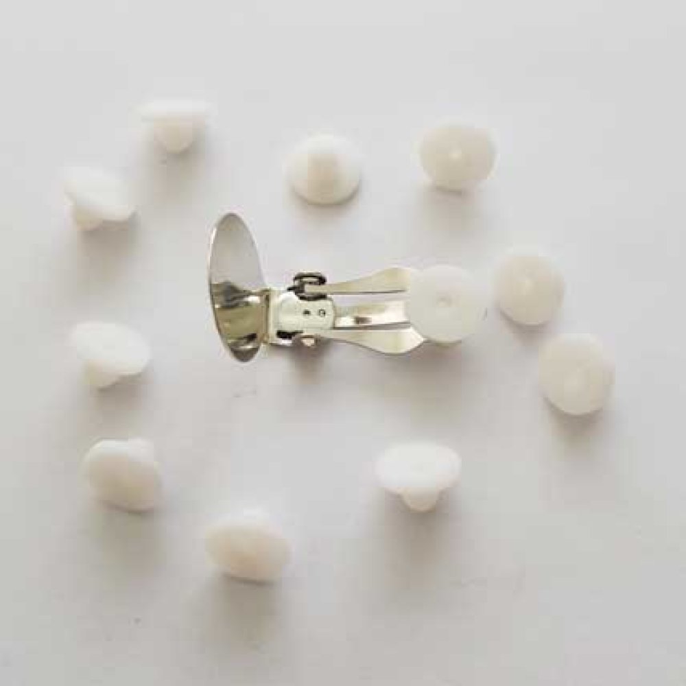 10 Protections pour Boucle d'oreille Clips Caoutchouc Blanc