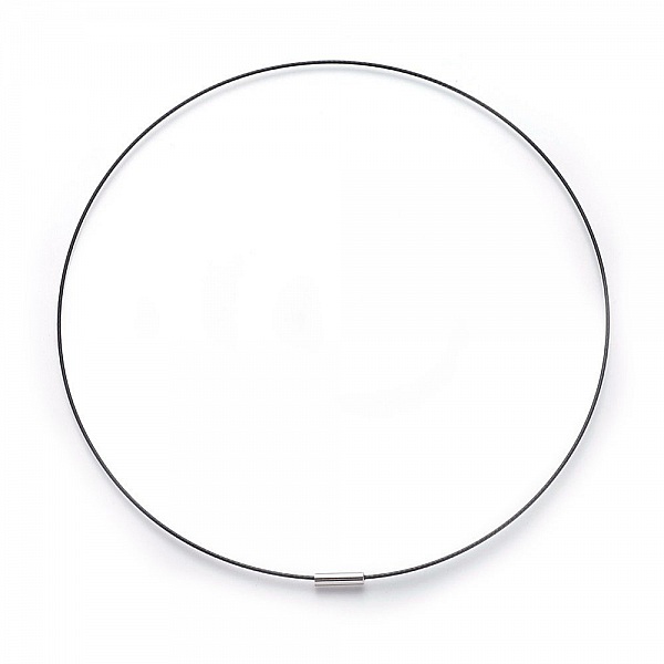 10 colliers tour de cou fil c&acirc;bl&eacute; rigide noir fermoir aimant&eacute; N&deg;03