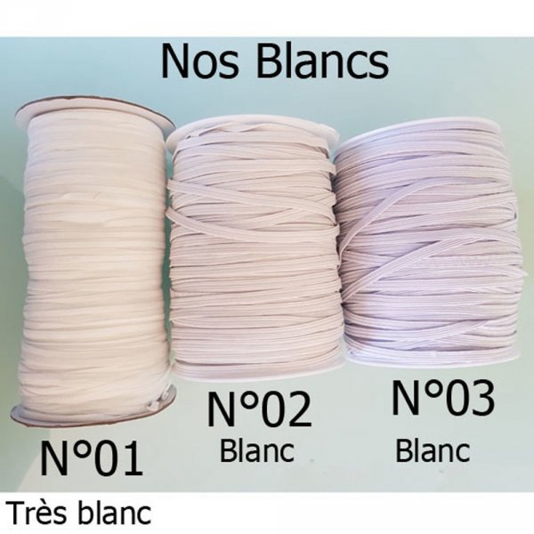 10 meters flat elastic ribbon white 5 mm N&deg;03