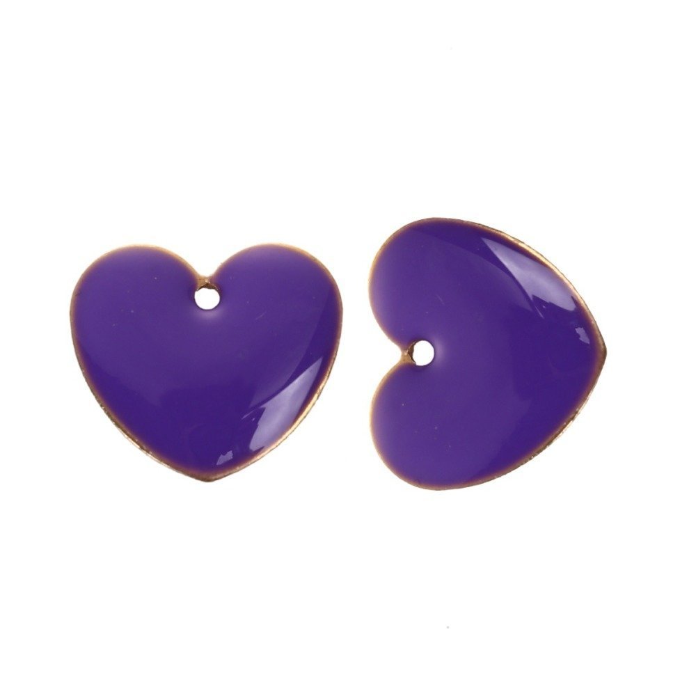 10 silver sequins enamelled double face heart N°01