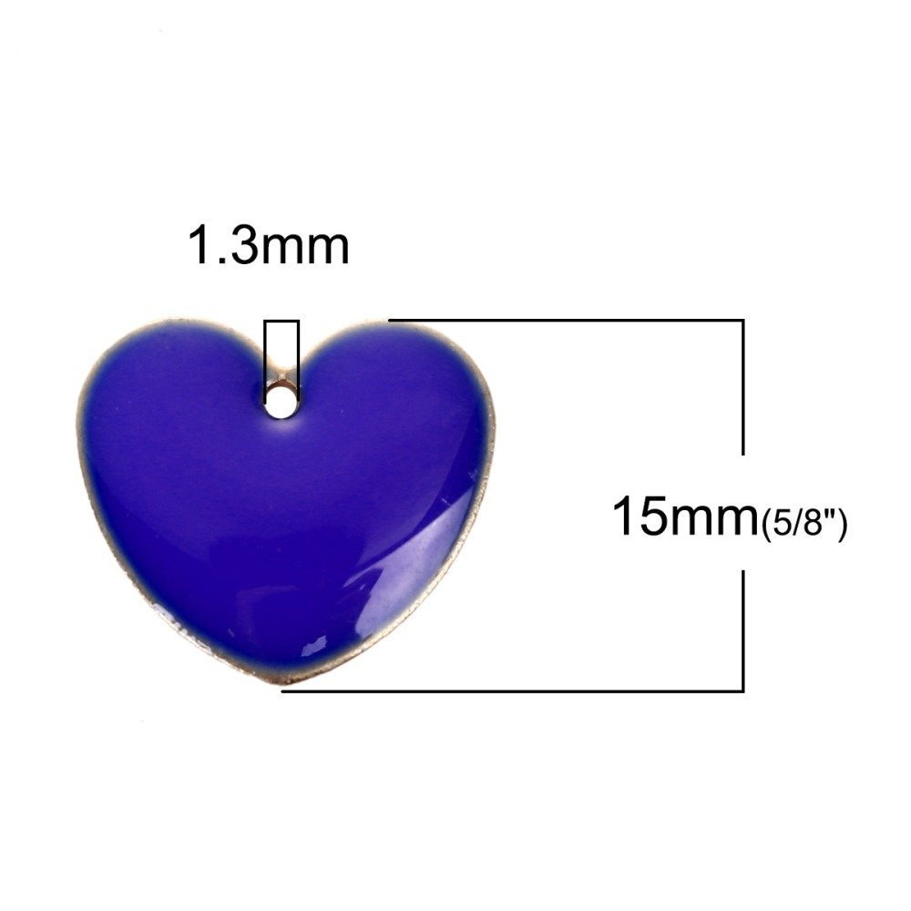 10 silver sequins enamelled double face heart N°02