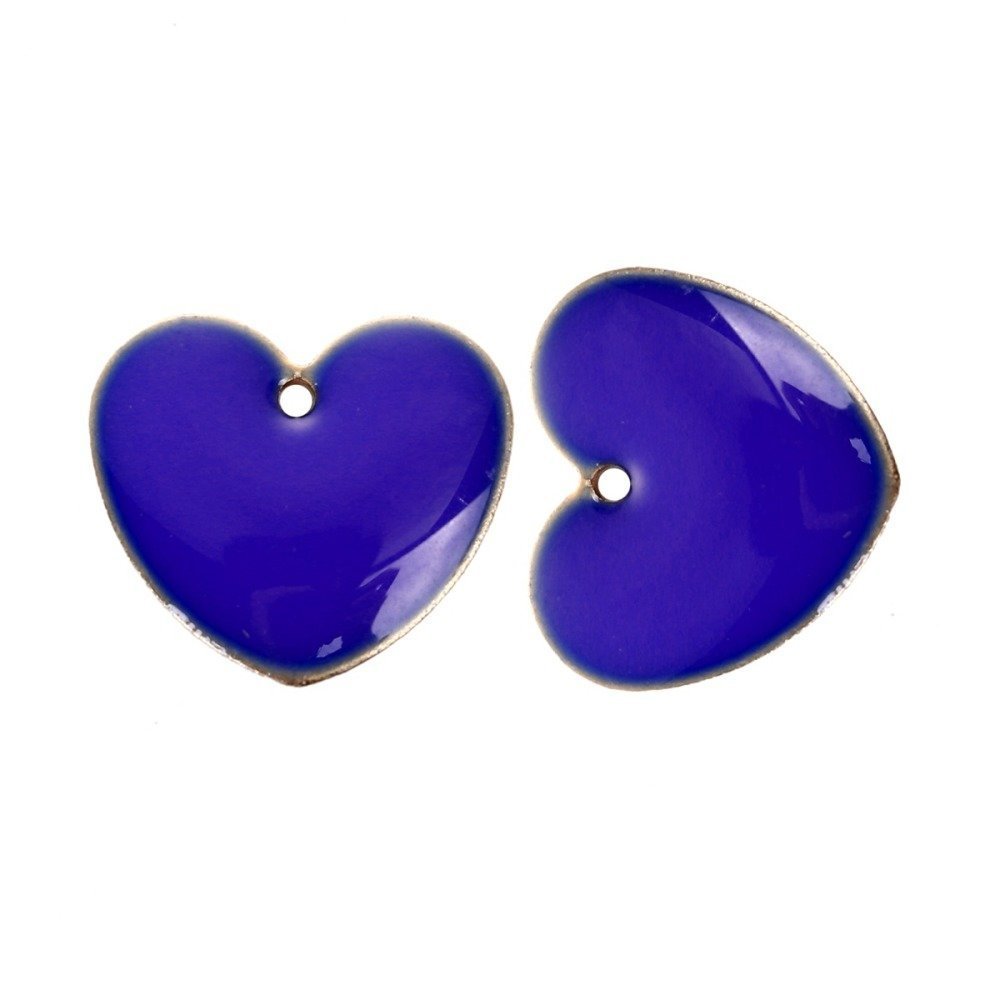 10 silver sequins enamelled double face heart N°02