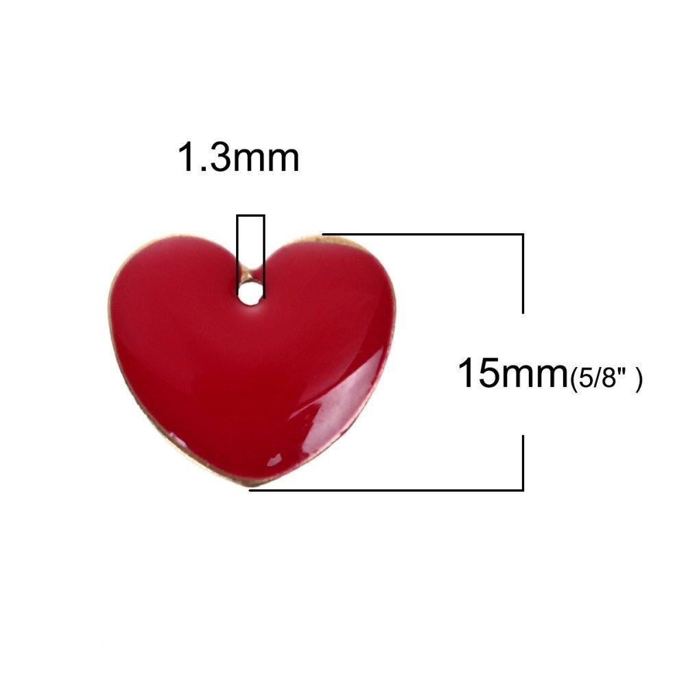 10 silver sequins enamelled double face heart N°03