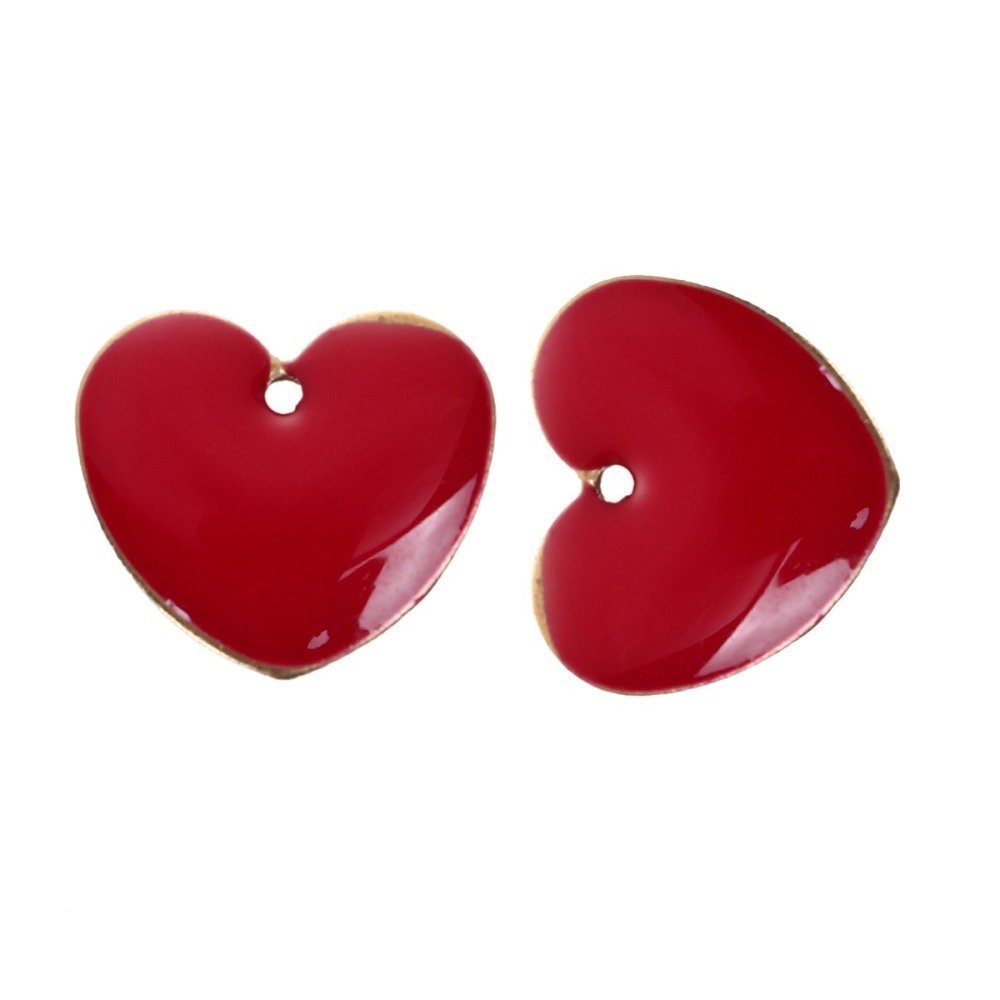 10 silver sequins enamelled double face heart N°03