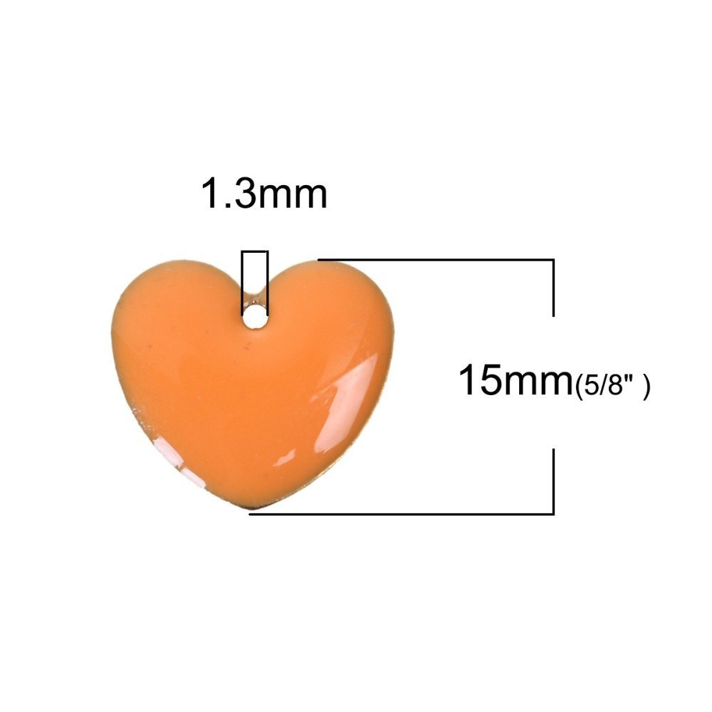 10 silver sequins enamelled double face heart N°05