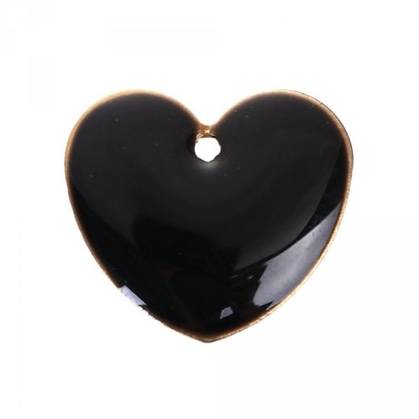 10 silver sequins enamelled double face heart N&deg;06