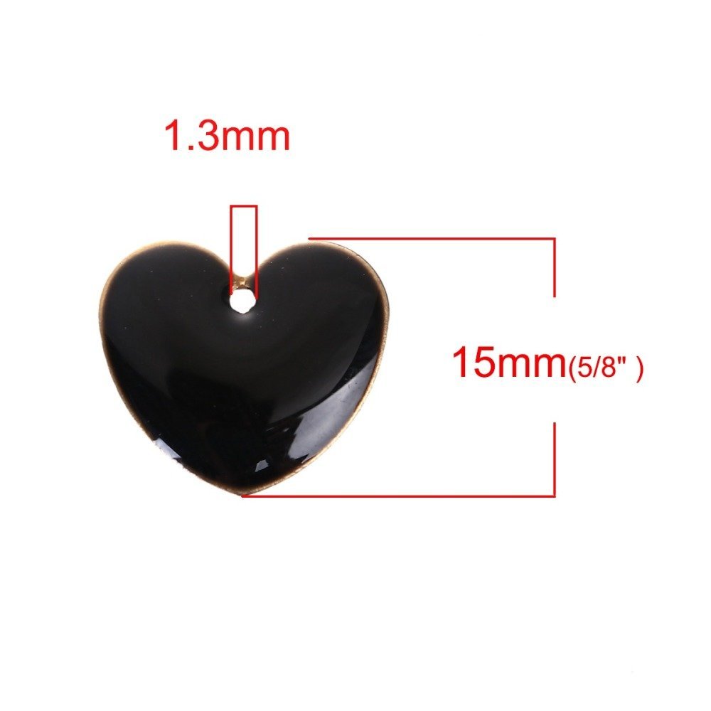 10 silver sequins enamelled double face heart N°06
