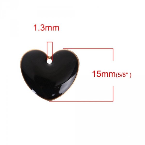 10 silver sequins enamelled double face heart N&deg;06