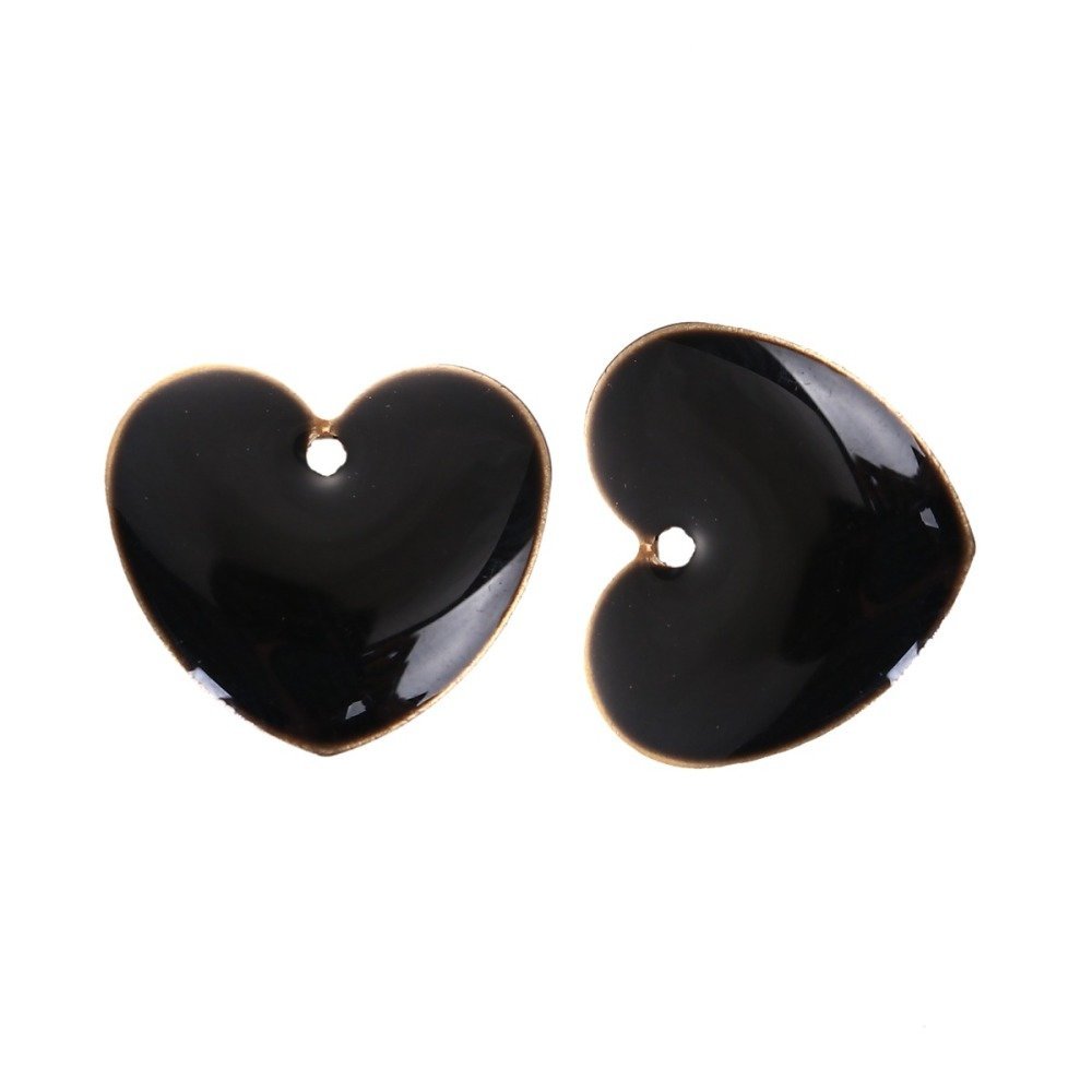 10 silver sequins enamelled double face heart N°06