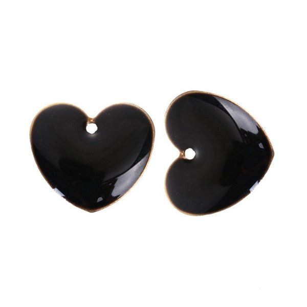 10 silver sequins enamelled double face heart N&deg;06