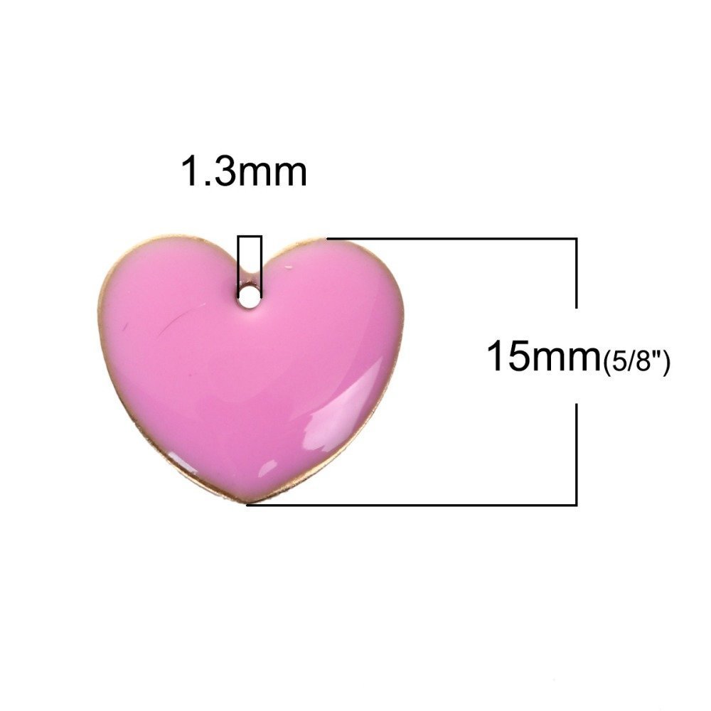 10 silver sequins enamelled double face heart N°07