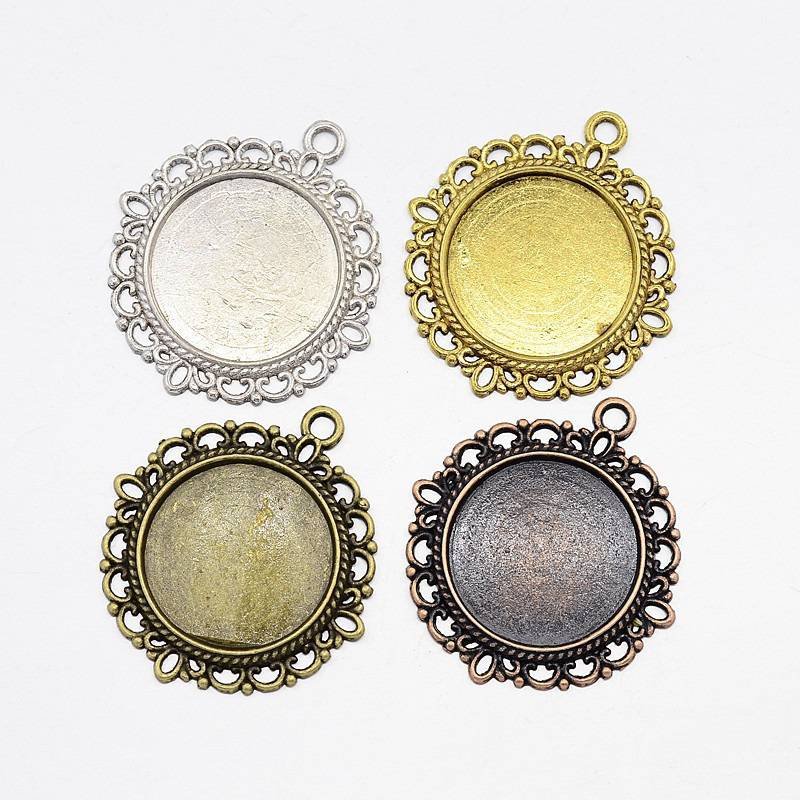 10 assorted 20mm cabochon holders, cabochon pendants X0013NR 