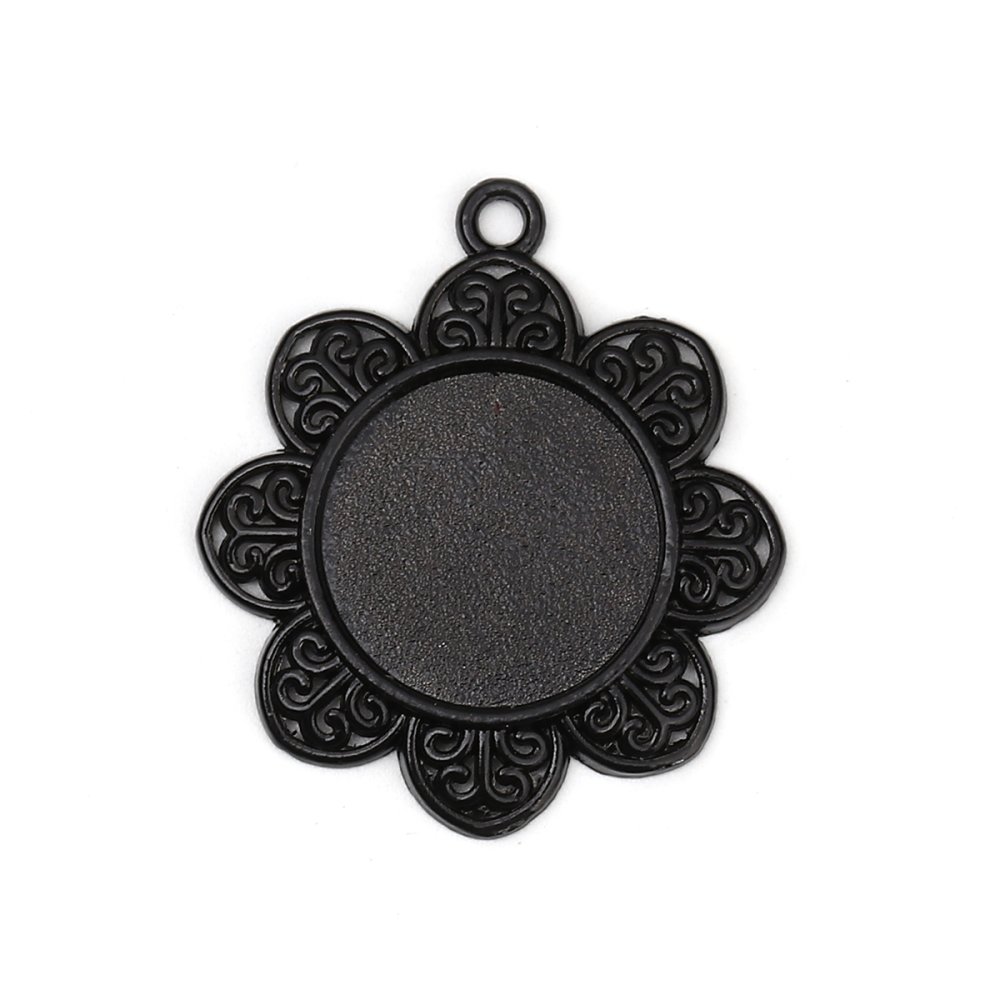 10 x 20mm Black cabochon holders, cabochon pendants 8500