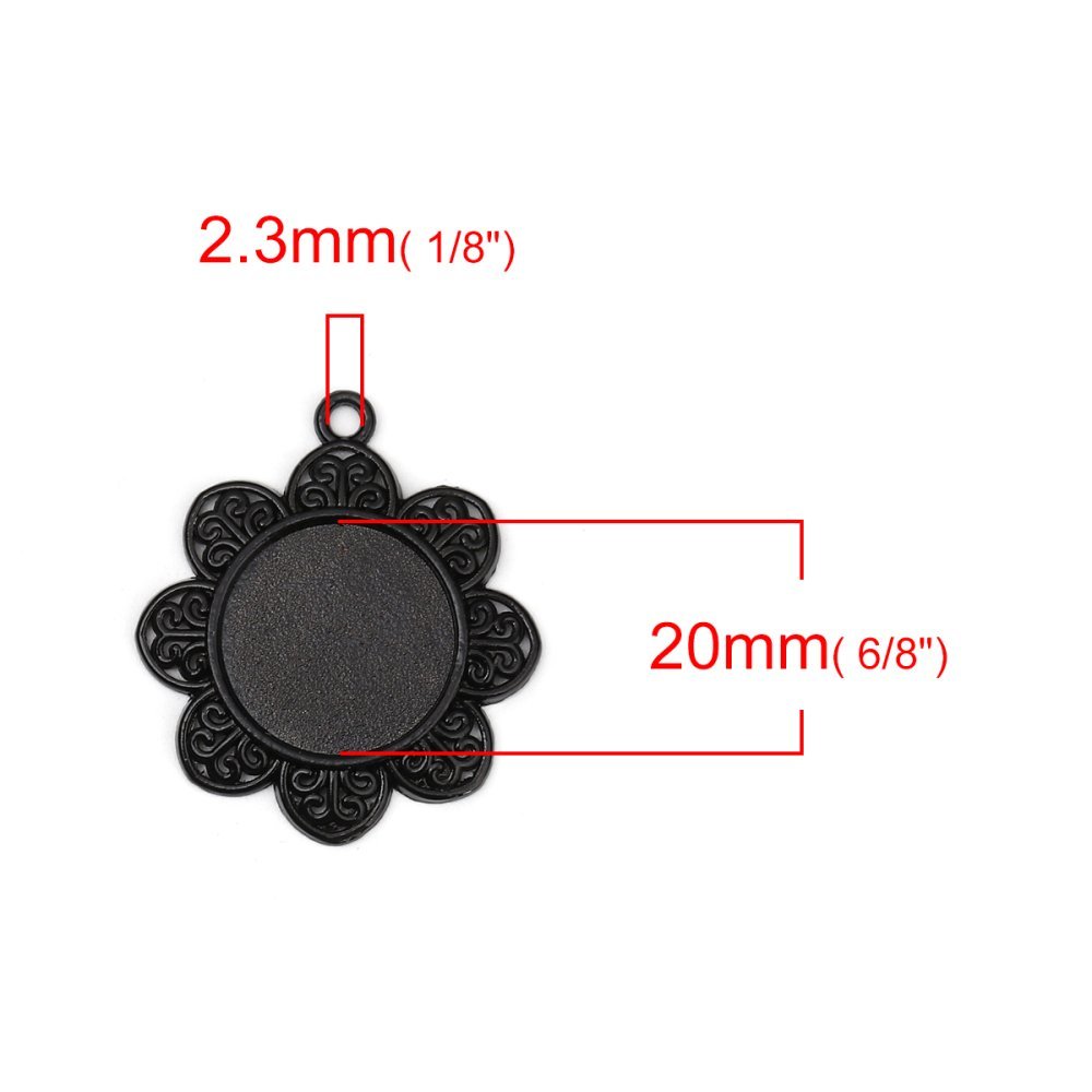 10 x 20mm Black cabochon holders, cabochon pendants 8500