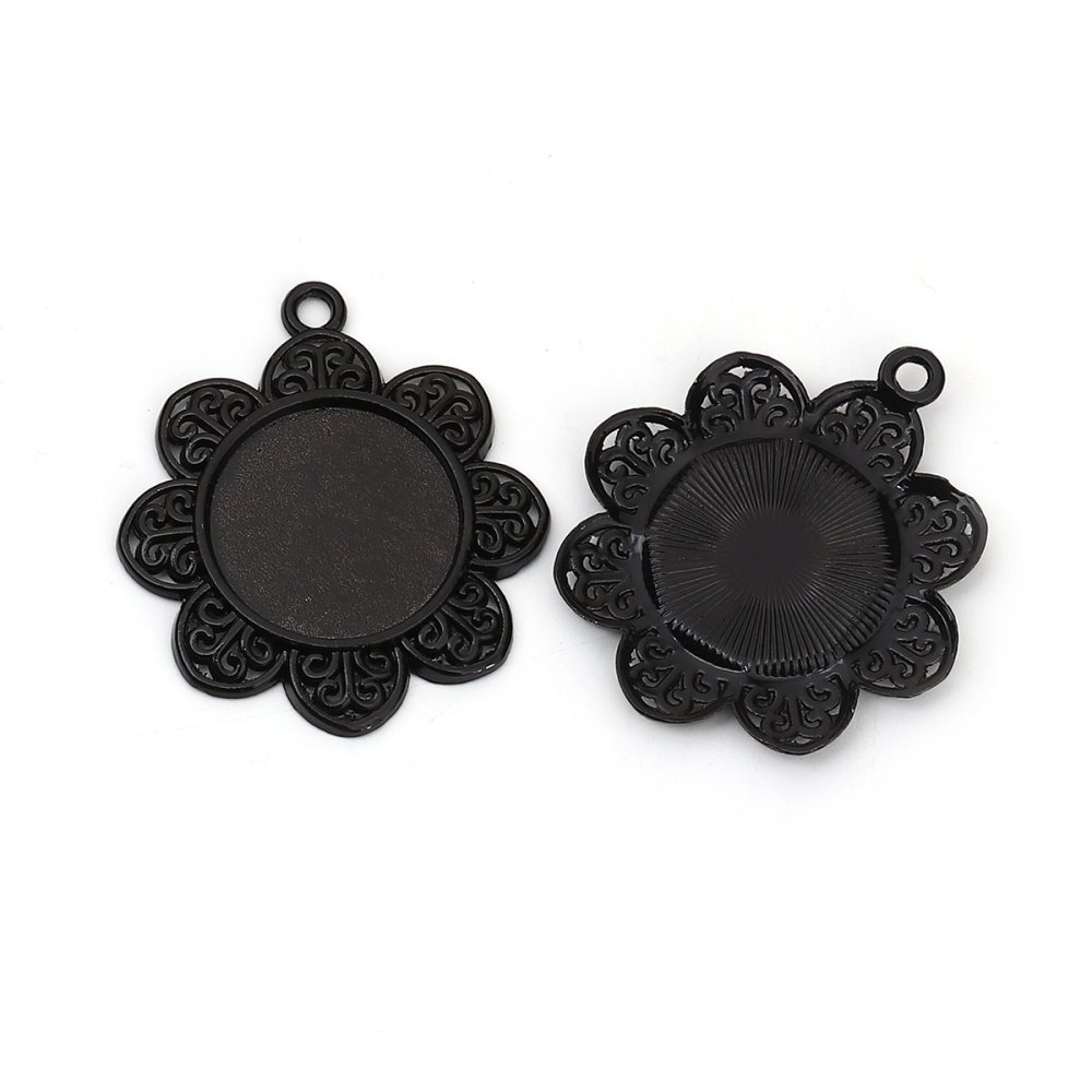 10 x 20mm Black cabochon holders, cabochon pendants 8500