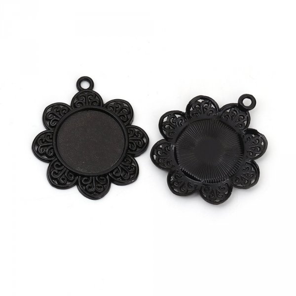 10 x 20mm Black cabochon holders, cabochon pendants 8500