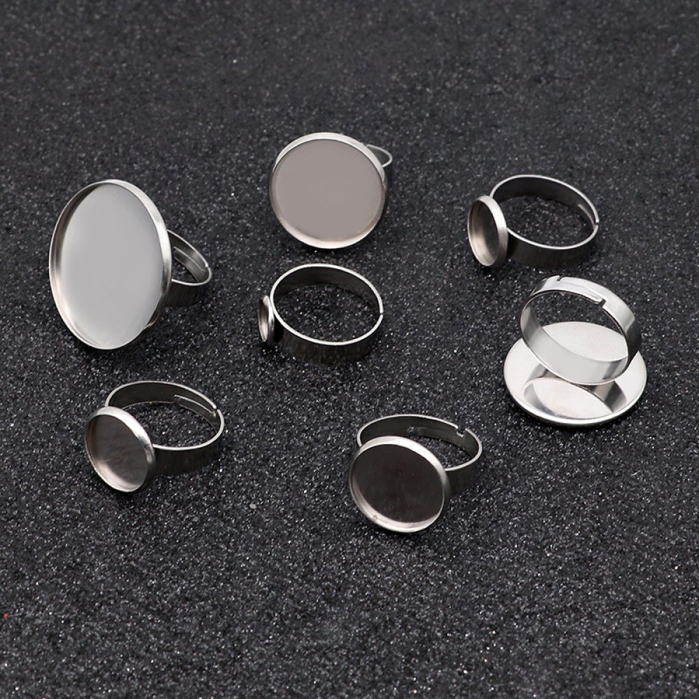 10 supports cabochons ring of 12 mm Silver N°04