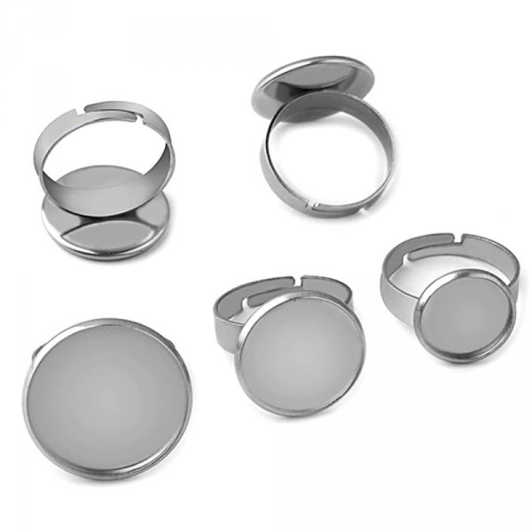 10 supports cabochons ring of 12 mm Silver N&deg;04