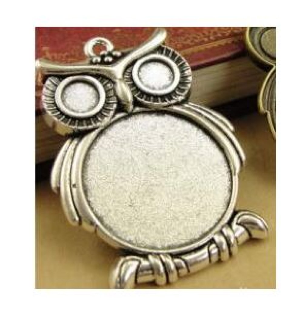 10 x 25mm silver cabochon holders, cabochon pendants