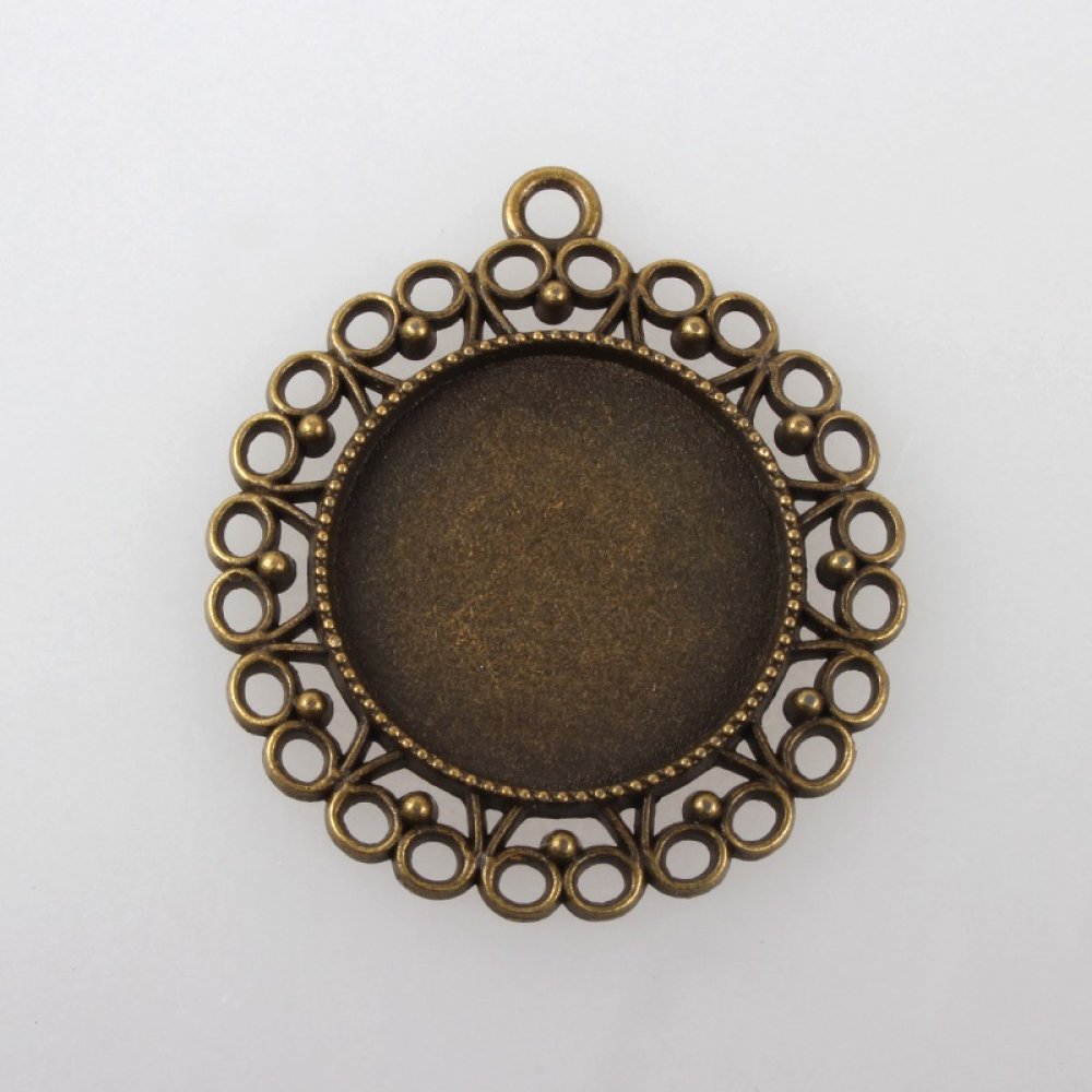 10 cabochon holders 25 mm bronze, cabochon pendants 118AB 