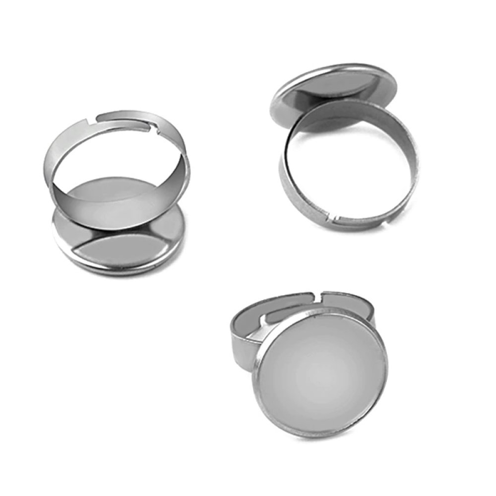 10 supports cabochons ring of 18 mm Silver N°04