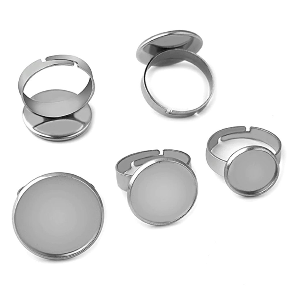 10 supports cabochons ring of 18 mm Silver N°04