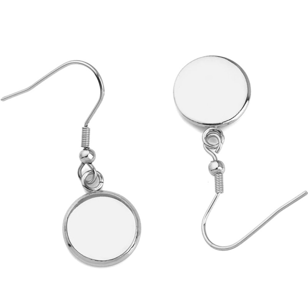 10 earring cabochon holders 25 mm N°06 Silver