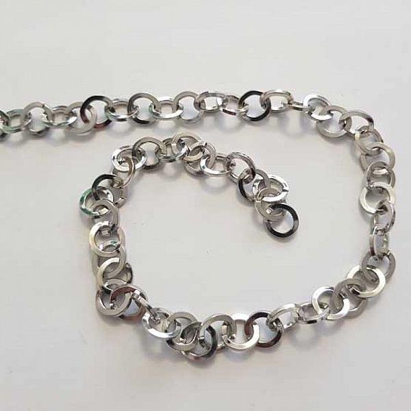 1.25 m&egrave;tre de chaine plate Argent N&deg;08 09 x 09 mm