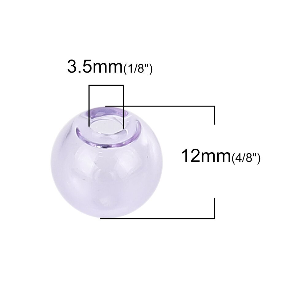 1 Round glass ball to fill 12mm Purple