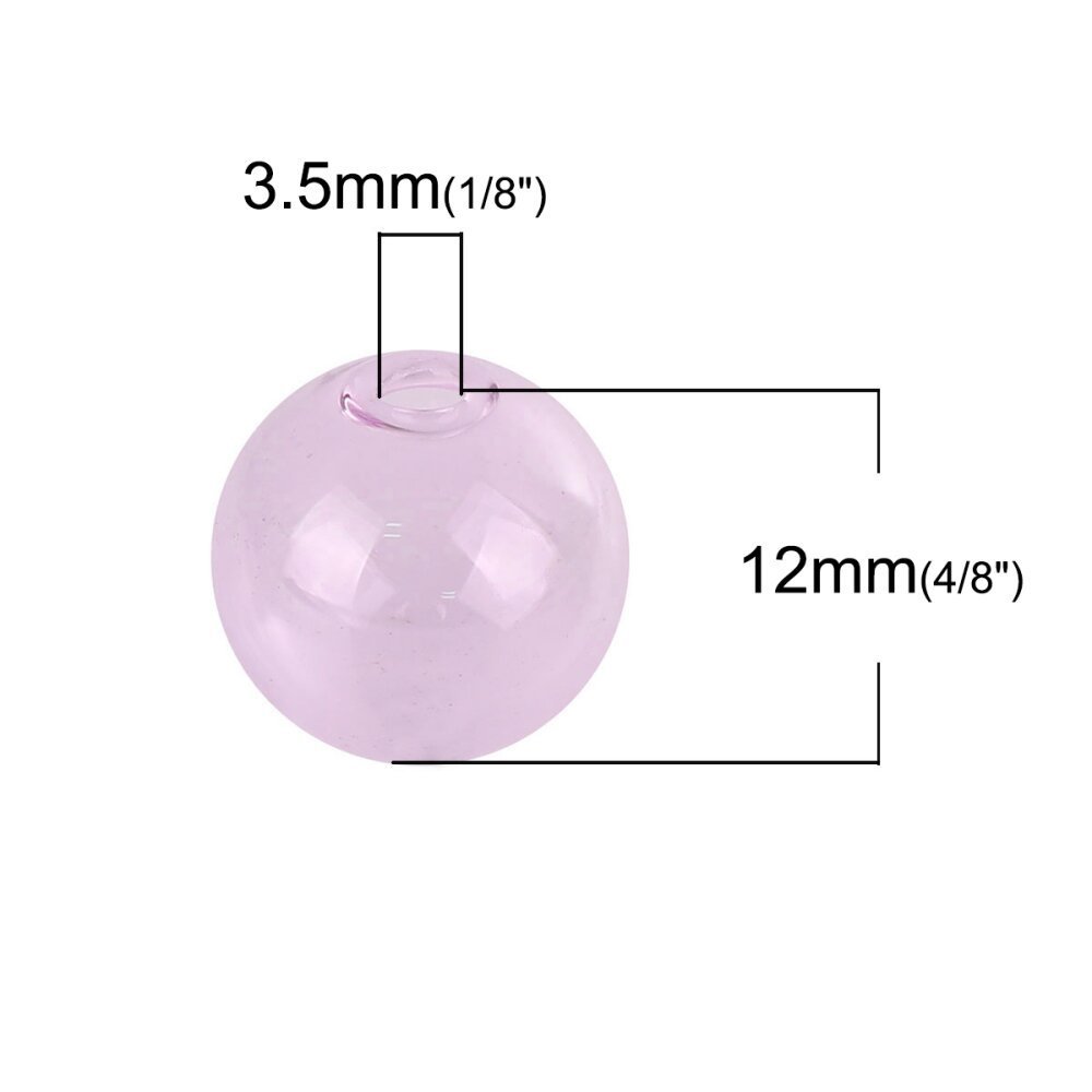 1 Round glass ball to fill 12mm Pink