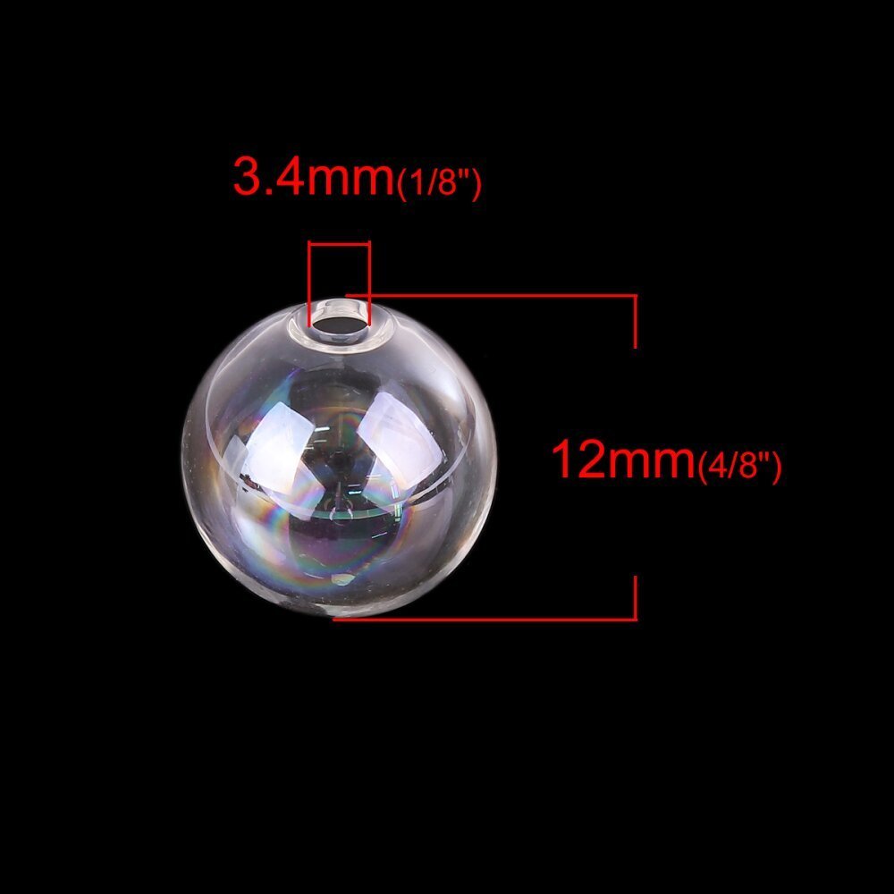 1 Round glass ball to fill 12mm AB Transparent