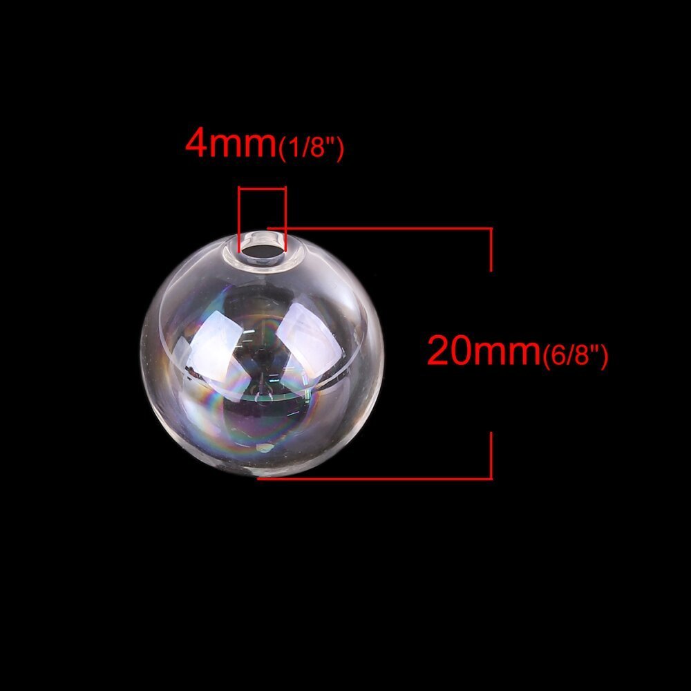 1 Round glass ball to fill 20mm AB Transparent