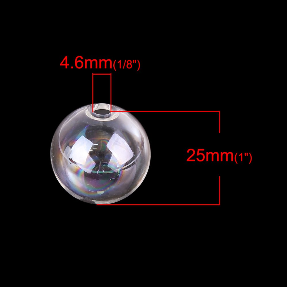 1 Round glass ball to fill 25mm AB Transparent