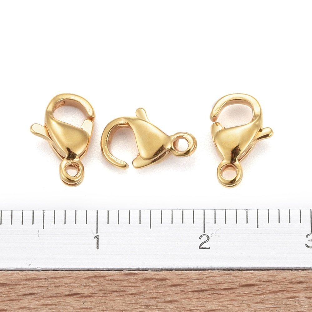 1 Stainless Steel Clasp 24K Gold Plated Lobster Clasp 9 x 6 mm Gold