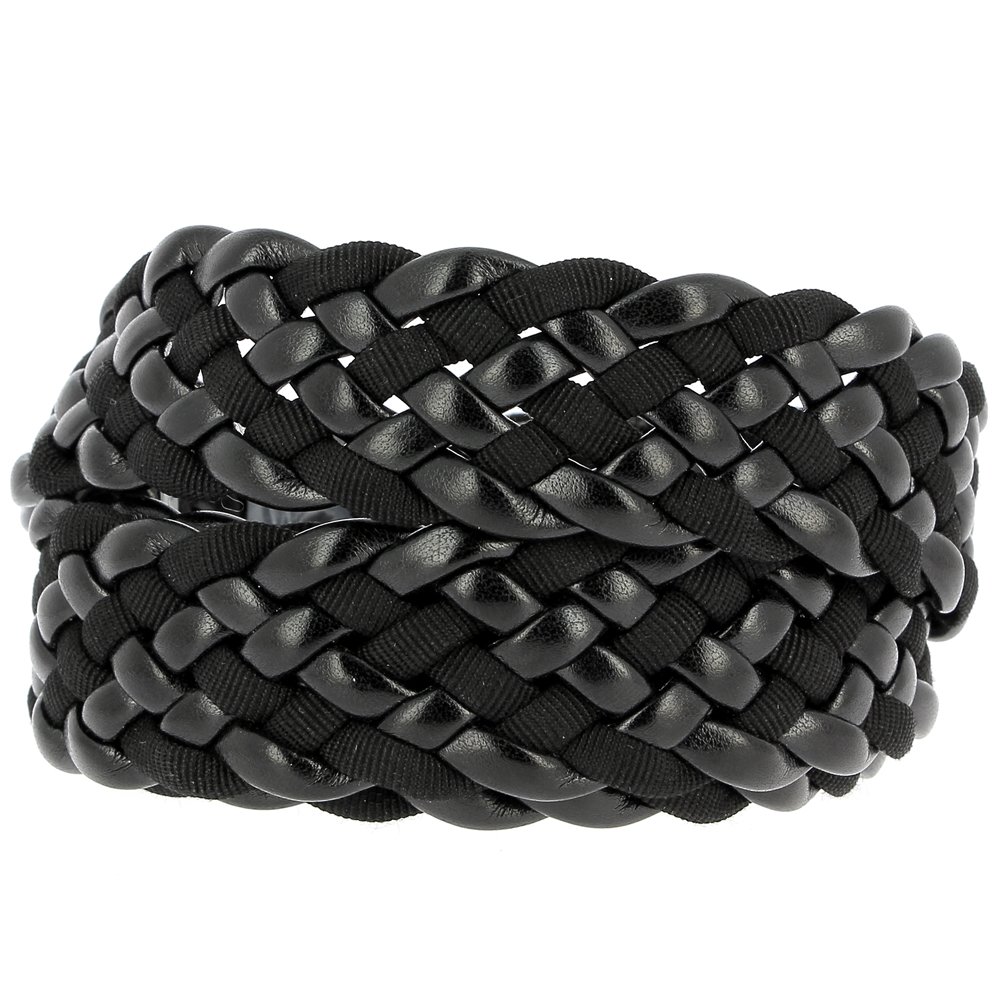 1 Meter Braided leather N°01 black 30 mm