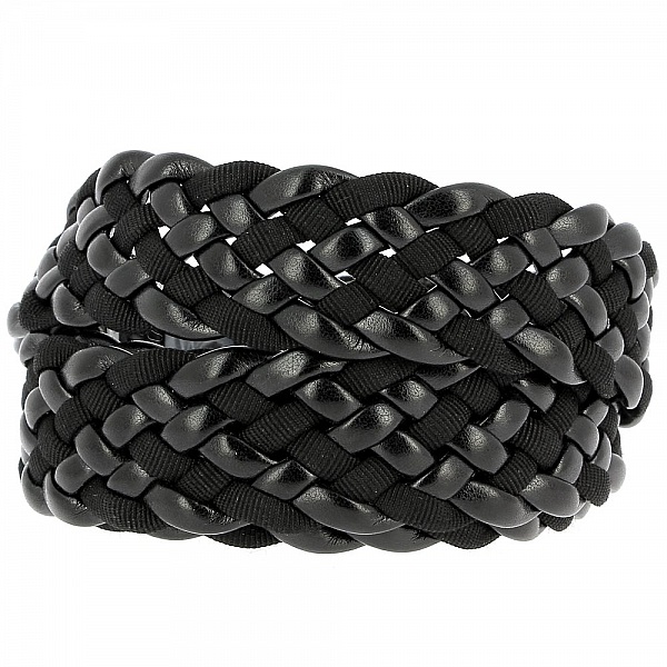 1 Meter Braided leather N&deg;01 black 30 mm