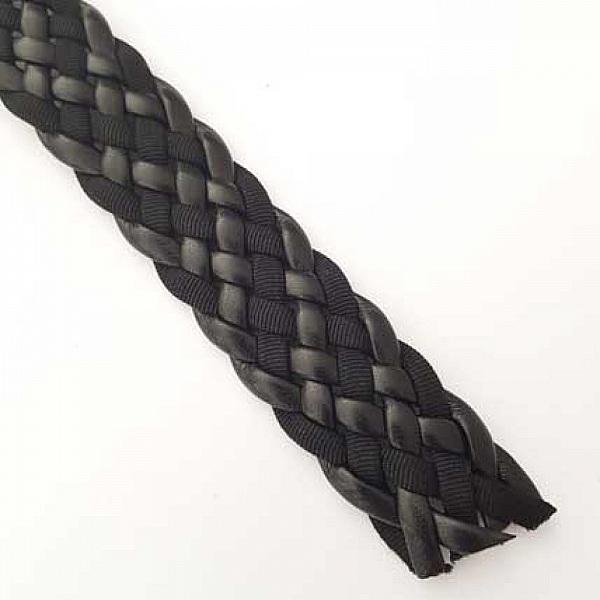 1 Meter Braided leather N&deg;01 black 30 mm