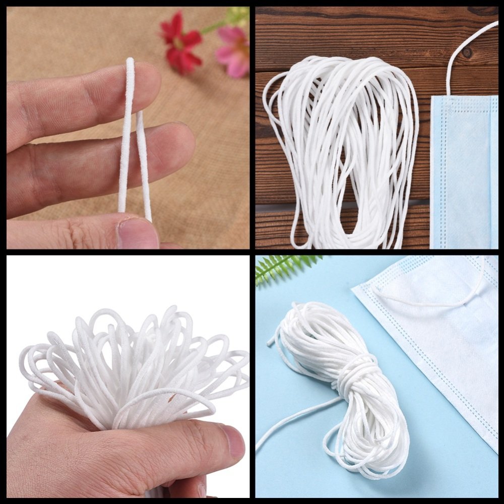 1 Meter Elastic Mask Polyester round 2.3 mm White