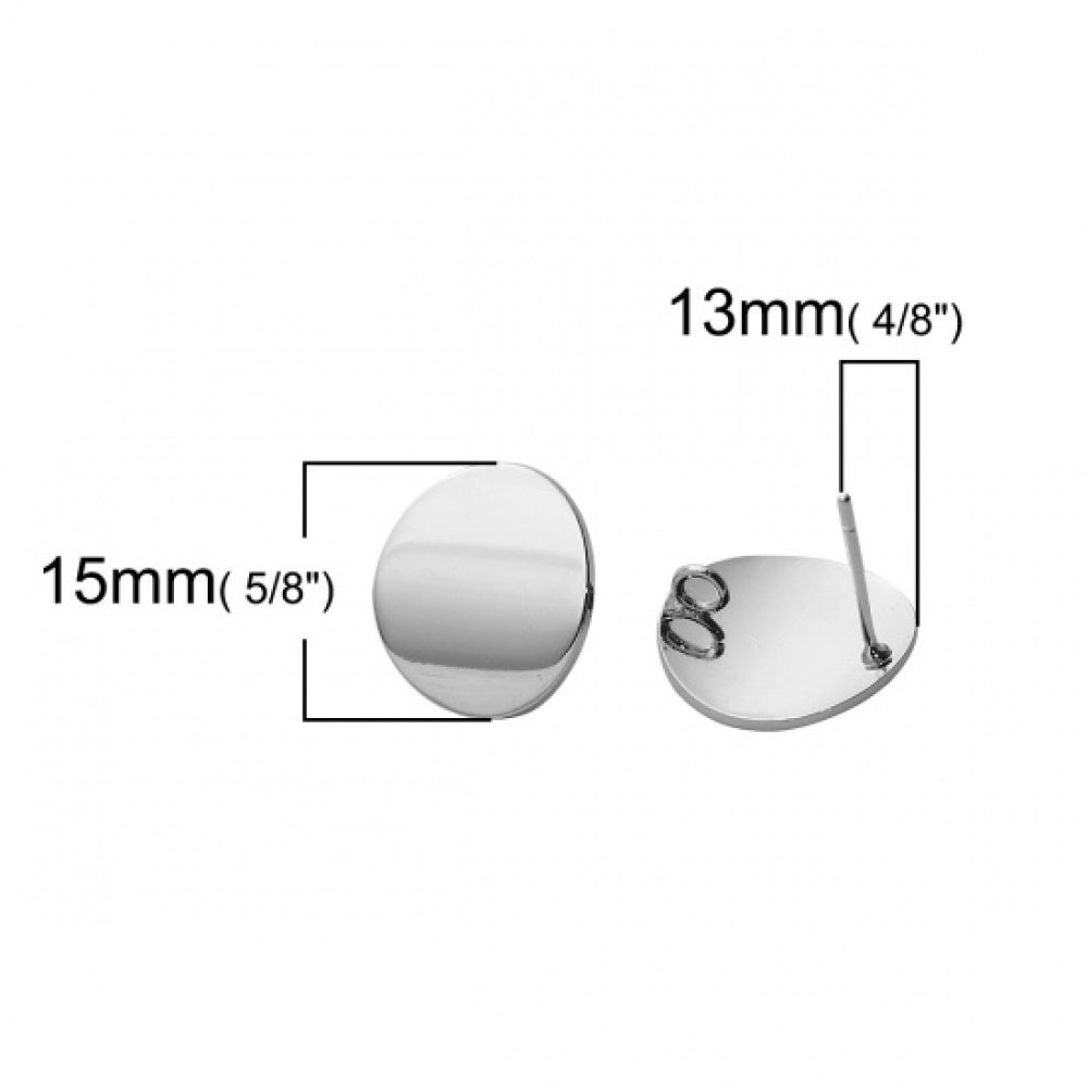 1 Pair of Earrings 16 mm Platinum Plated