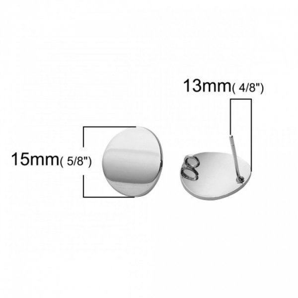 1 Pair of Earrings 16 mm Platinum Plated