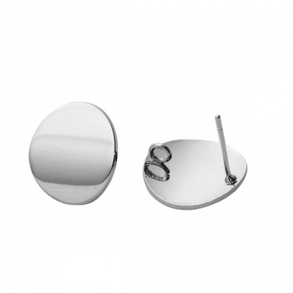 1 Pair of Earrings 16 mm Platinum Plated