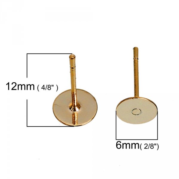 1 Pair of earrings 6 mm round chip tray 14K gold plated N&deg;01