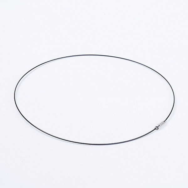 1 necklace rigid cabled wire black clasp to screw N&deg;01