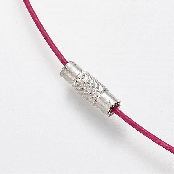 1 necklace rigid cabled wire purple red clasp to screw N&deg;01