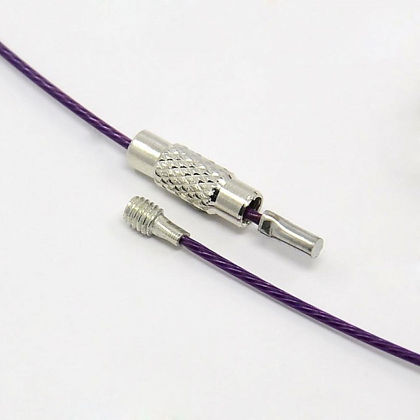 1 necklace rigid cabled wire purple clasp to screw N&deg;01