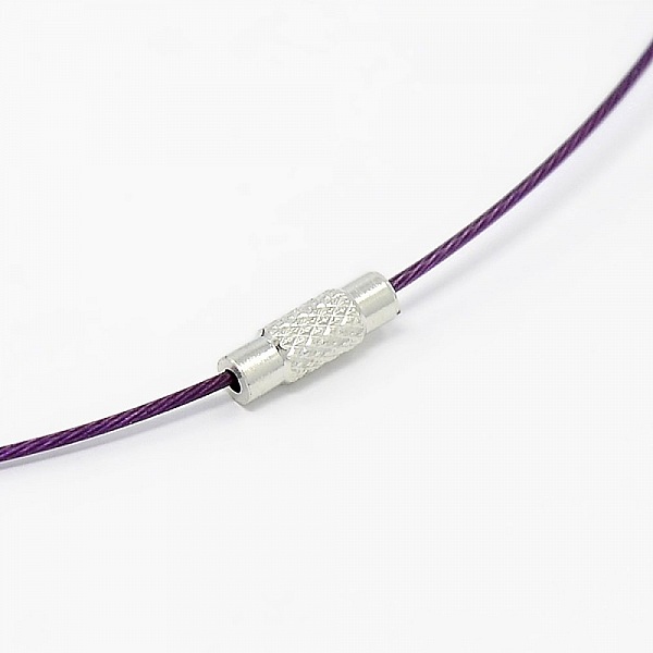 1 necklace rigid cabled wire purple clasp to screw N&deg;01