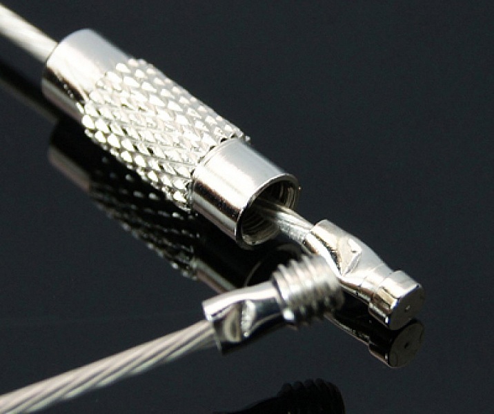 1 necklace rigid cabled wire sea green clasp to screw N&deg;01