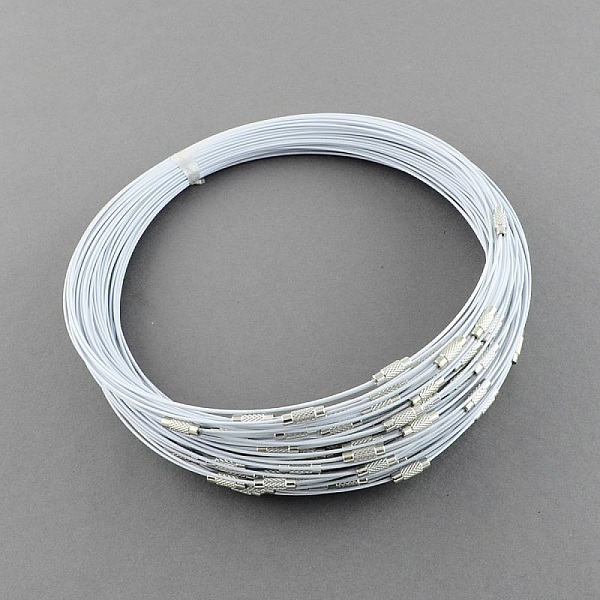 1 necklace rigid cabled wire light gray clasp to screw N&deg;01
